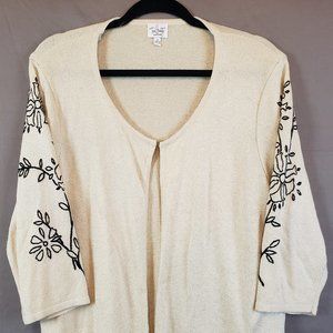 True Beauty by Emme Women's Size 2 Plus (XL) embroidered sleeves Sweater Jacket